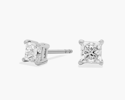 Princess Cut Diamond Stud Earrings In Platinum (3/4 Ct. tw. - H-I / SI1-SI2)